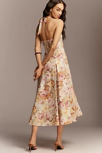 Faithfull The Brand Linen Murano V-Neck Midi Dress