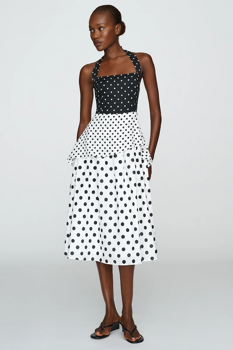 Elevator Disco Marilyn 100% Cotton Halter Midi Dress