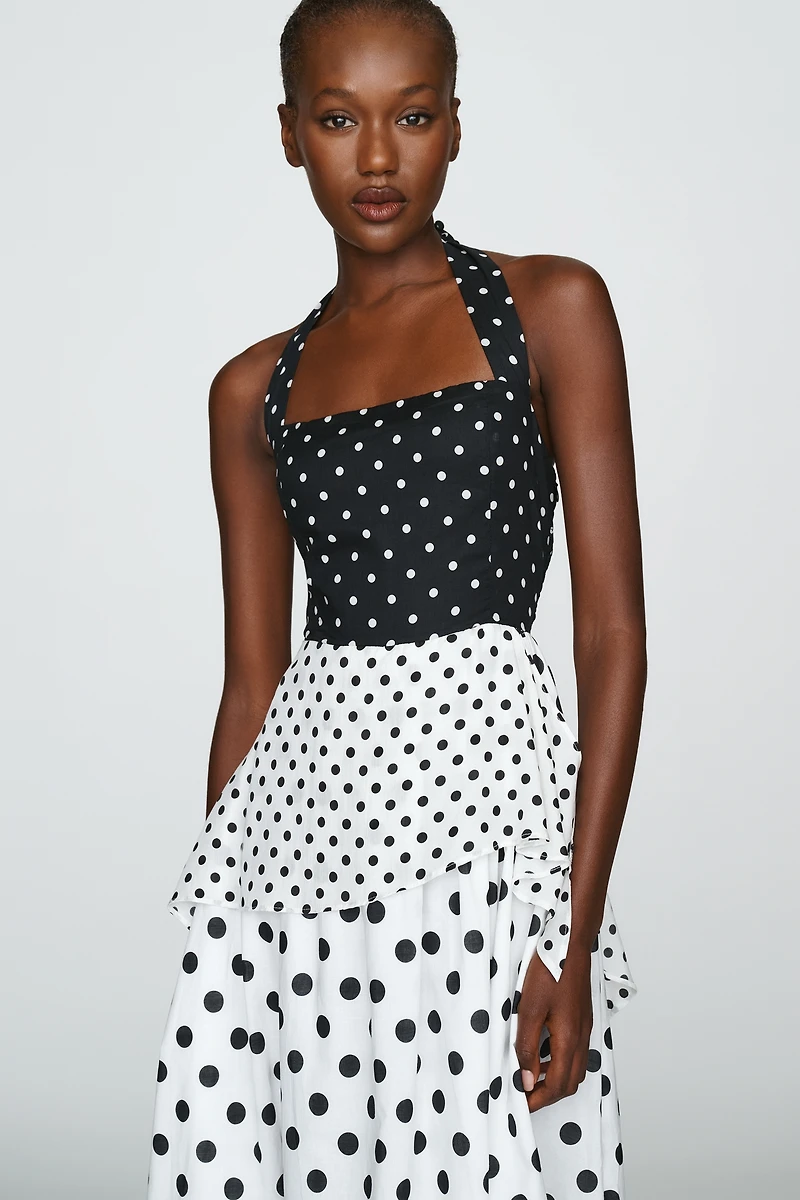 Elevator Disco Marilyn 100% Cotton Halter Midi Dress
