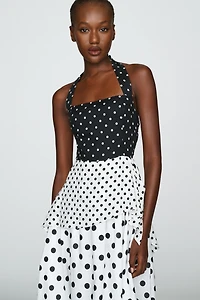 Elevator Disco Marilyn 100% Cotton Halter Midi Dress