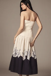 Carolina K Malla Strapless Drop-Waist Midi Dress