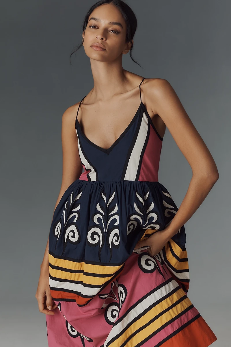 Carolina K Antonella Sleeveless V-Neck Midi Dress