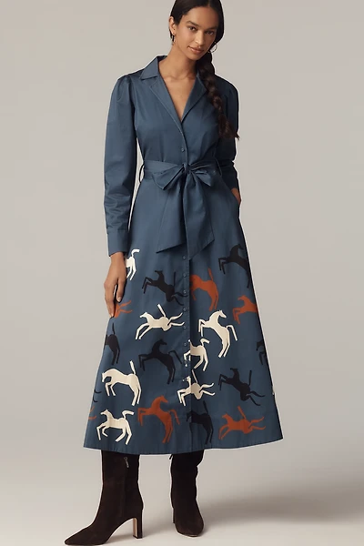 Caroline K Anais Long Sleeve V-Neck Dress