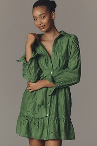 Greylin Tabitha Long-Sleeve Embroidered Mini Dress