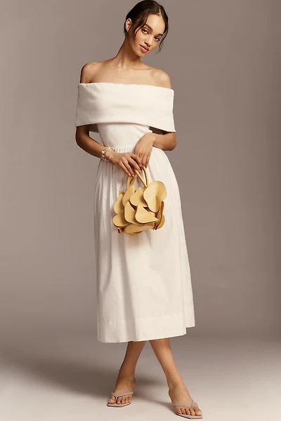 Greylin Marjorie Off-Shoulder A-Line Midi Dress