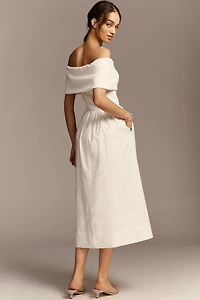 Greylin Marjorie Off-Shoulder A-Line Midi Dress