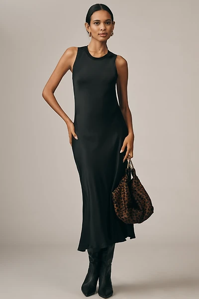 Nation Los Angeles Dulce Crew-Neck Satin Midi Dress