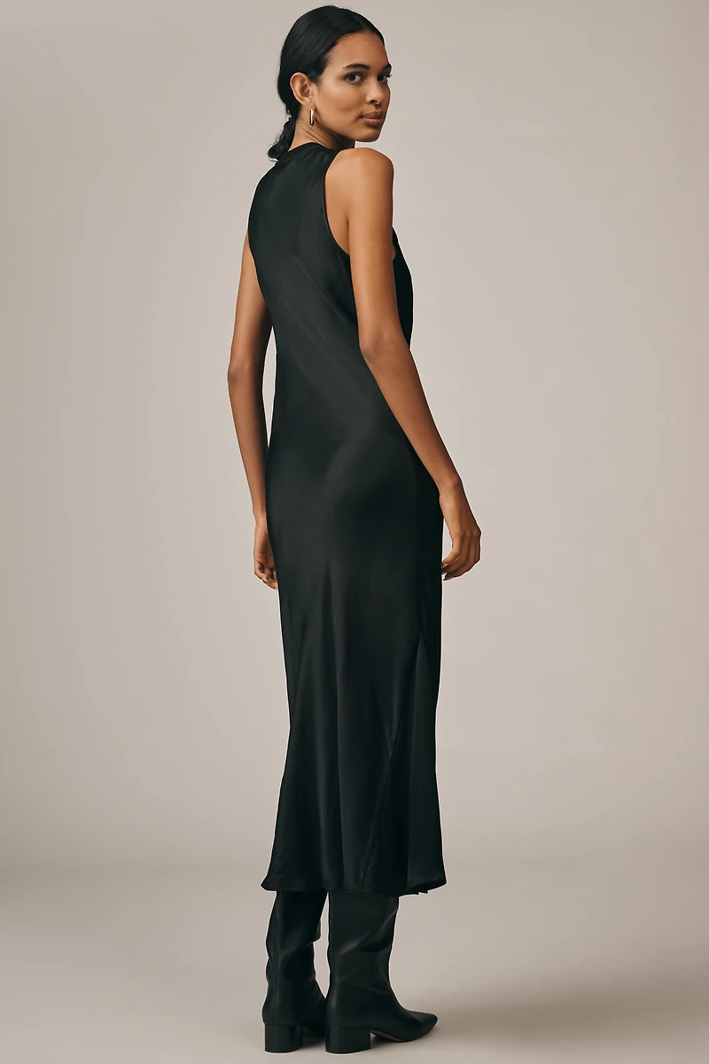 Nation Los Angeles Dulce Crew-Neck Satin Midi Dress
