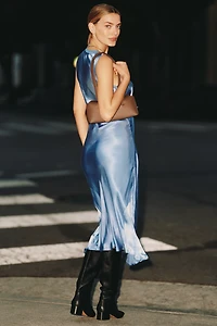 Nation Los Angeles Dulce Crew-Neck Satin Midi Dress