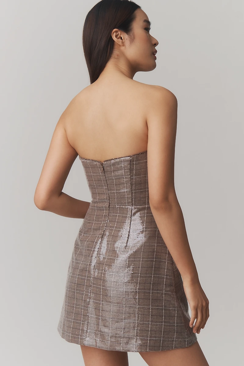 Line & Dot Checkmate Strapless Sequin Mini Dress