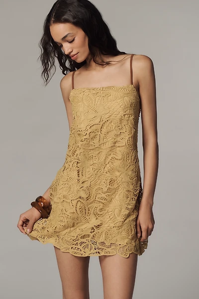 Line & Dot Tansy Lace Square-Neck Mini Dress