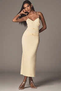 Sunday Brooklyn Twist-Front Fitted Midi Dress