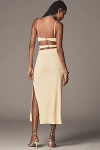 Sunday Brooklyn Twist-Front Fitted Midi Dress