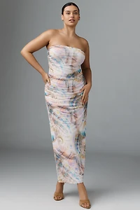 AFRM Strapless Mesh Midi Dress