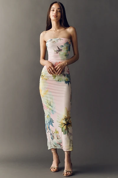 AFRM Strapless Mesh Midi Dress