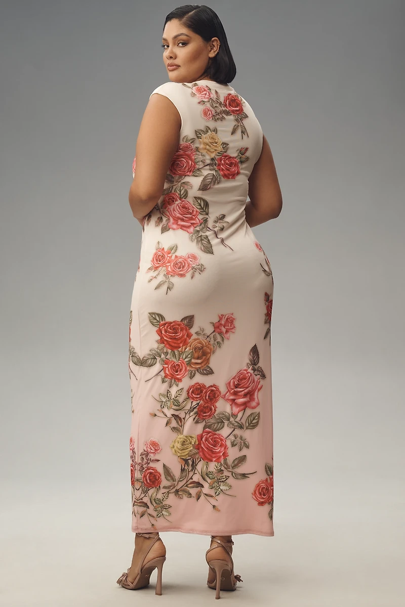 AFRM Short-Sleeve Slim Mesh Maxi Dress