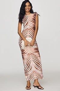 AFRM Short-Sleeve Slim Mesh Maxi Dress