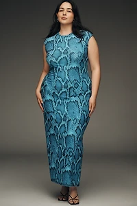 AFRM Short-Sleeve Slim Mesh Maxi Dress