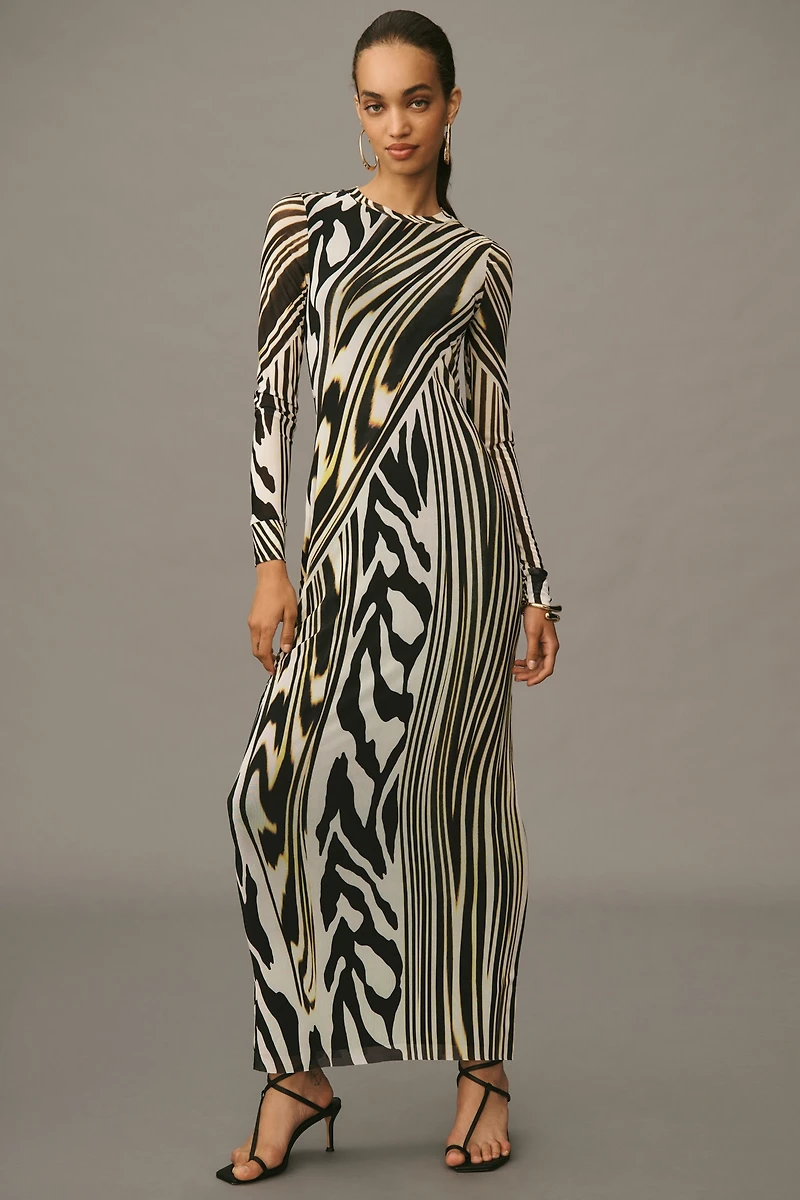 AFRM Didi Long-Sleeve Mesh Maxi Dress