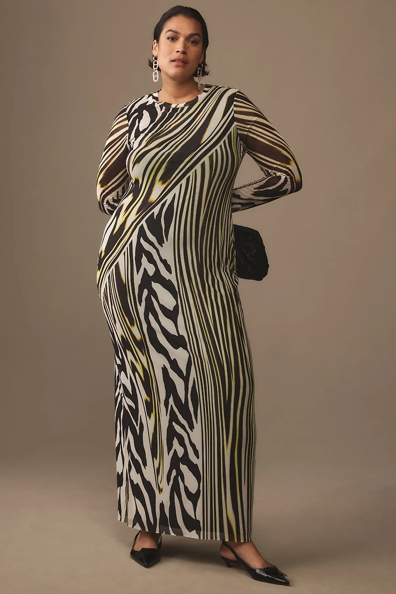 AFRM Didi Long-Sleeve Mesh Maxi Dress