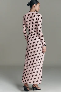 AFRM Paola Long-Sleeve Crew Neck Maxi Dress
