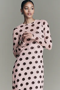 AFRM Paola Long-Sleeve Crew Neck Maxi Dress