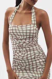 AFRM Bonnie Square-Neck Halter Mini Dress