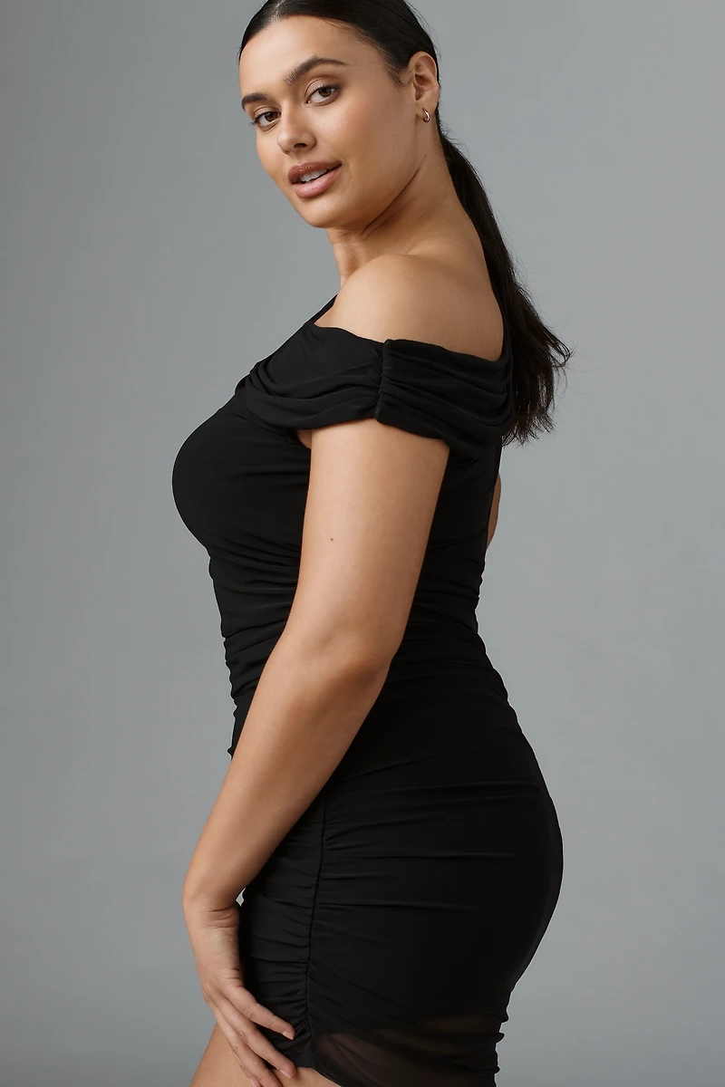 AFRM Chaska Plus Off-Shoulder Mesh Mini Dress