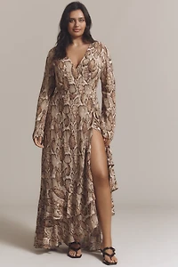 AFRM Plus Long-Sleeve Wrap Maxi Dress