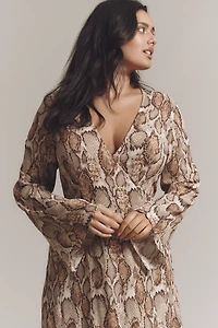 AFRM Plus Long-Sleeve Wrap Maxi Dress
