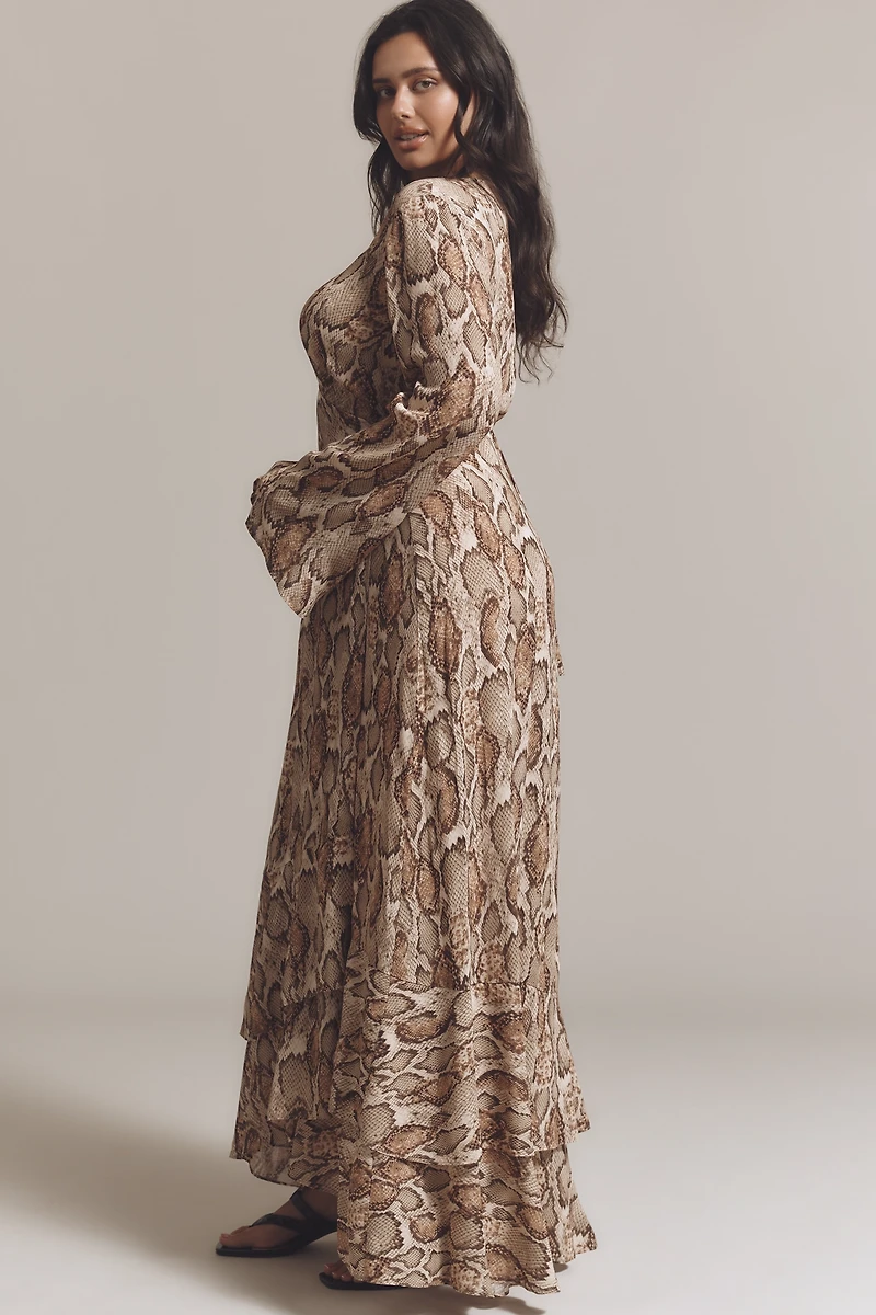 AFRM Plus Long-Sleeve Wrap Maxi Dress