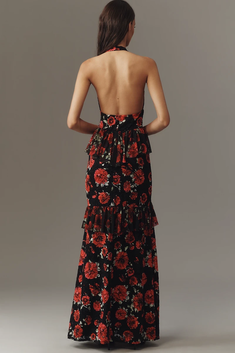 AFRM Halter Ruffle Maxi Dress