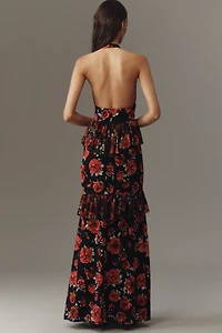 AFRM Halter Ruffle Maxi Dress