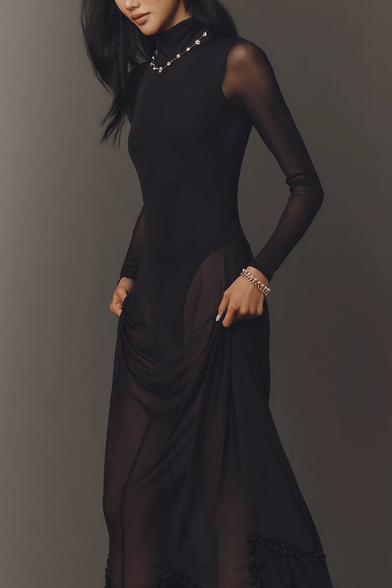 AFRM Kira Mock-Neck Long-Sleeve Maxi Dress