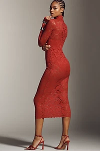 AFRM Joysel Long-Sleeve Mock-Neck Slim Midi Dress