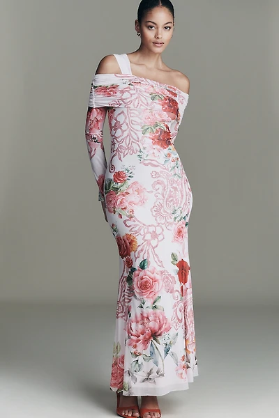 AFRM Tina Off-Shoulder Mesh Maxi Dress