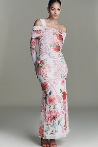 AFRM Tina Off-Shoulder Mesh Maxi Dress