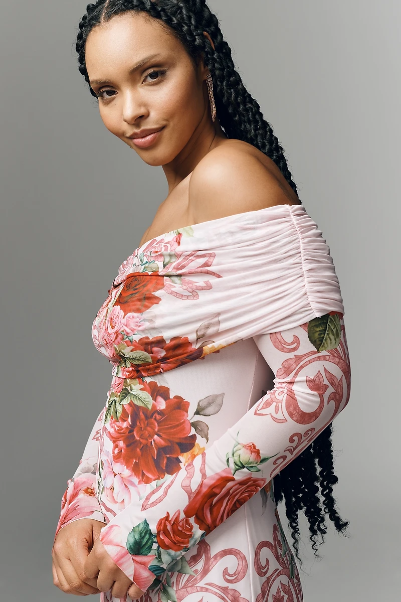 AFRM Tina Off-Shoulder Mesh Maxi Dress