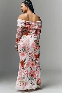 AFRM Tina Off-Shoulder Mesh Maxi Dress