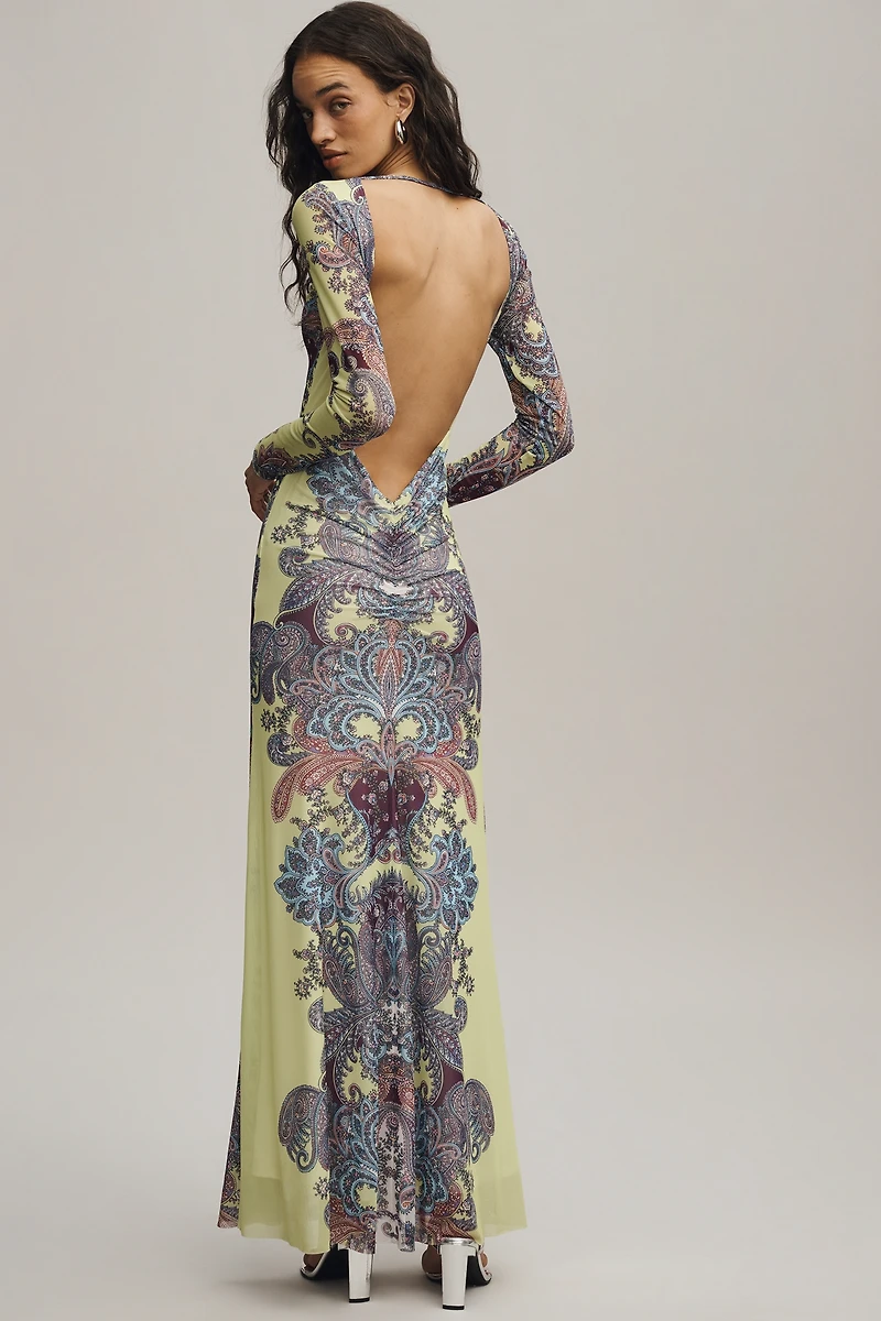 AFRM Boat-Neck Long-Sleeve Maxi Dress
