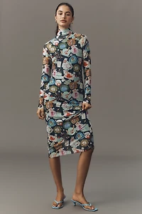 Rachel Antonoff Lilith Long-Sleeve Mesh Midi Dress