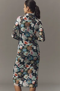 Rachel Antonoff Lilith Long-Sleeve Mesh Midi Dress