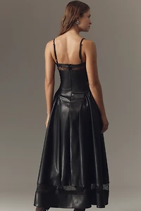 We Wore What Faux Leather Square-Neck Maxi Dress