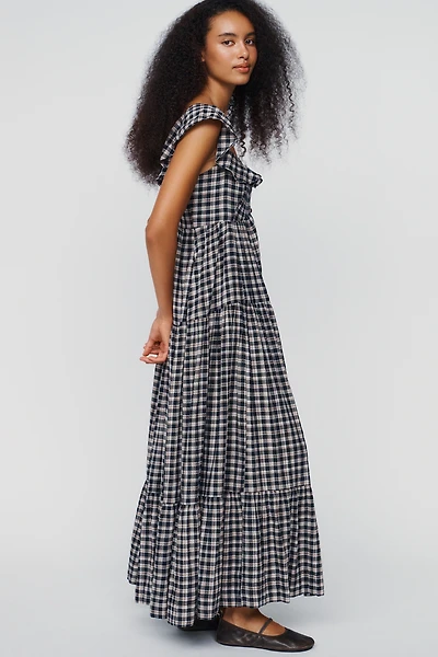 Pilcro Flutter-Sleeve Tiered Midi Dress