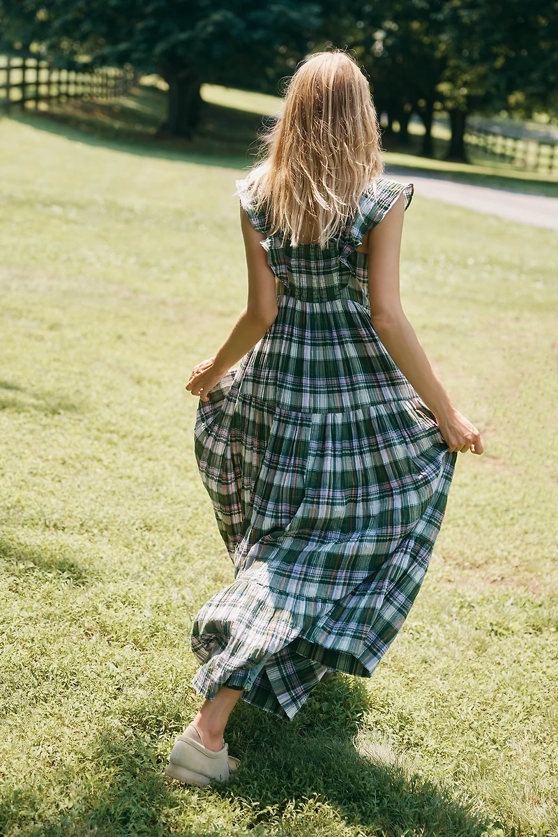 Pilcro Flutter-Sleeve Tiered Midi Dress