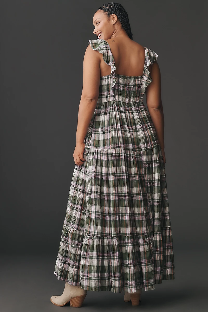 Pilcro Flutter-Sleeve Tiered Midi Dress
