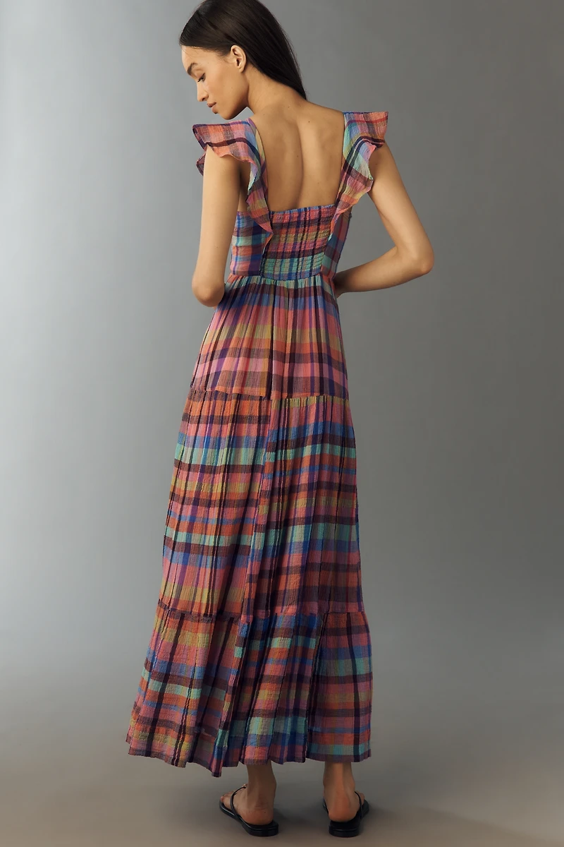 Pilcro Flutter-Sleeve Tiered Midi Dress