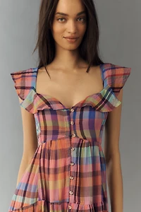 Pilcro Flutter-Sleeve Tiered Midi Dress