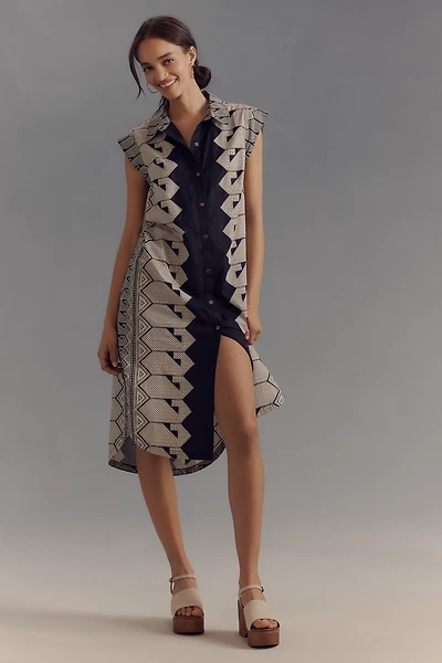 The Lillian Button-Front Midi Dress by Maeve
