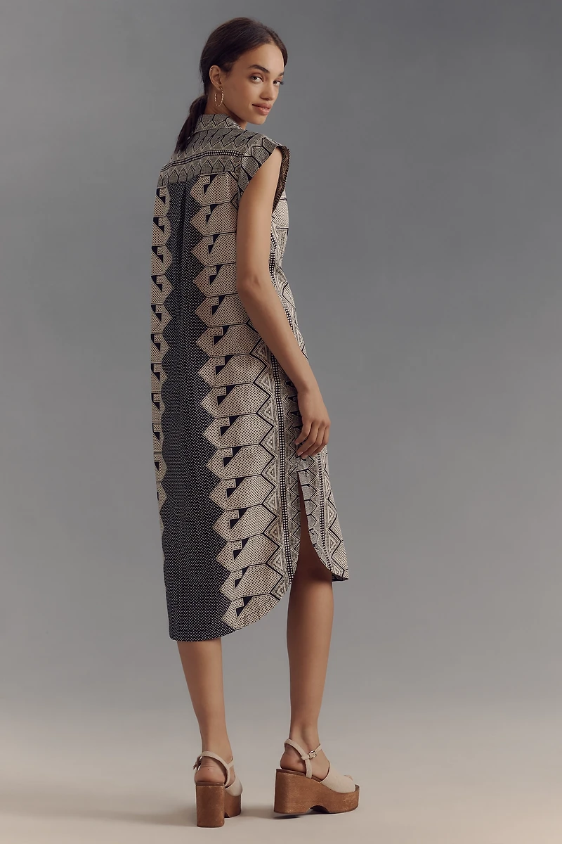 The Lillian Button-Front Midi Dress by Maeve